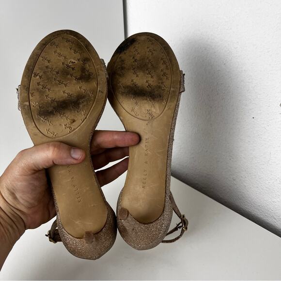 Kelly & Katie Kirstie gold glitter open toe stiletto size 6.5 - Picture 8 of 11